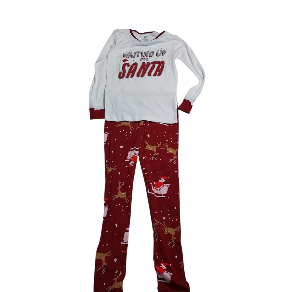 NWT Girl’s Carter’s Pajamas Sz 10~ 2 PC Christmas Waiting Up For Santa ~MSRP $30